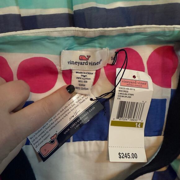 Vineyard Vines Women’s 14 Carolina Stripe Ocean Splash Maxi Dress Silk Polka Dot - Picture 10 of 10